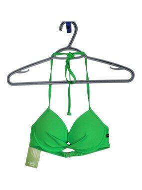 NWT La Vie en Rose Push-up Bikini Top Bright Green Ribbed Size XS